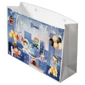 すべてのスーパーヒーローを呼び出す子供の誕生日 ラージペーパーバッグ (裏面アングル)