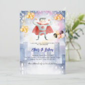 すべてのスーパーヒーローを呼び出す子供の誕生日 招待状 (スタンド正面)