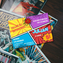 すべてのスーパーヒーローを呼び出す漫画子供の誕生日 招待状