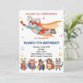 すべてのスーパーヒーローを呼び出す誕生日招待状 招待状 (スタンド正面)