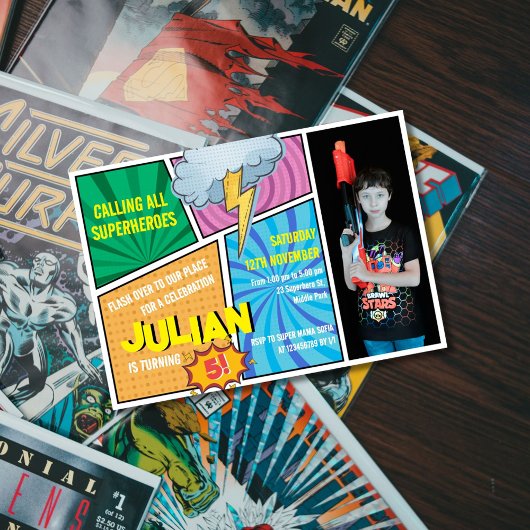 すべてのスーパーヒーロー漫画ブックを呼び出す5誕生日 招待状