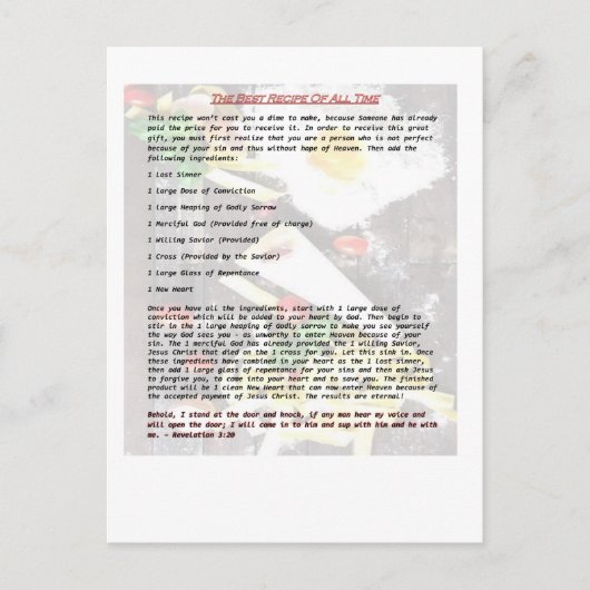 すべてのタイムの福音地域の最も最高のなレシピ ポストカード (正面)