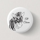 "すべてのチャーム"ラブリーゼブラブラック&ホワイトトレンディー 缶バッジ (正面)