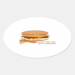 すべてのチーズバーガーのための愛 楕円形シール