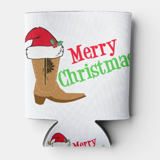 すべてのテキサス州・カウボーイ・ホリデーでメリークリスマス 缶クーラー (正面)