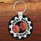 すべてのトレーニング数 – 赤いダンベル キーホルダー (正面)