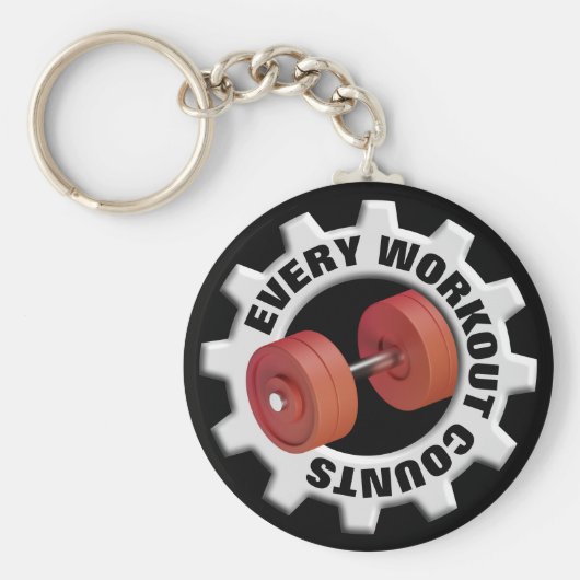 すべてのトレーニング数 – 赤いダンベル キーホルダー (正面)