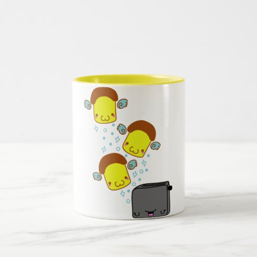 すべてのトーストは天国のマグに行きます ツートーンマグカップ (中央)