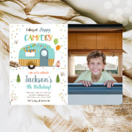 すべてのハッピーキャンパーズキャンピングボーイ誕生日Inv 招待状