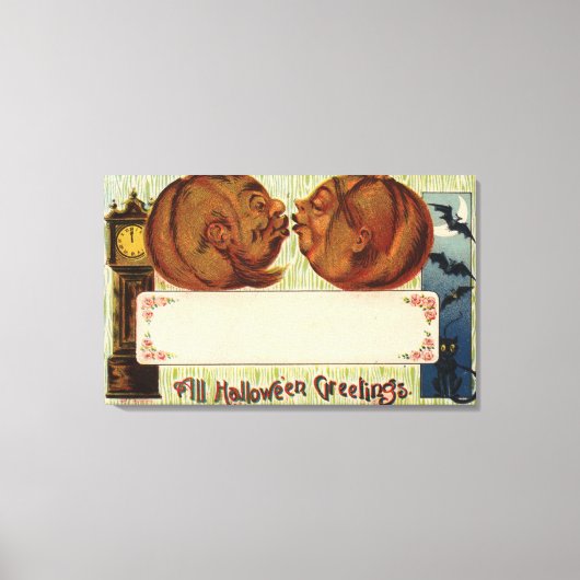 すべてのハロウィーンの挨拶パンプキキスをするン キャンバスプリント (正面)
