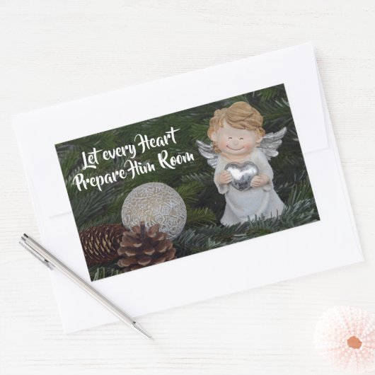 すべてのハートが彼の部屋、クリスマスカロルを準備する 長方形シール (封筒)