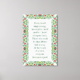 すべてのハートが曲の不完全な引用文フローラを歌う キャンバスプリント