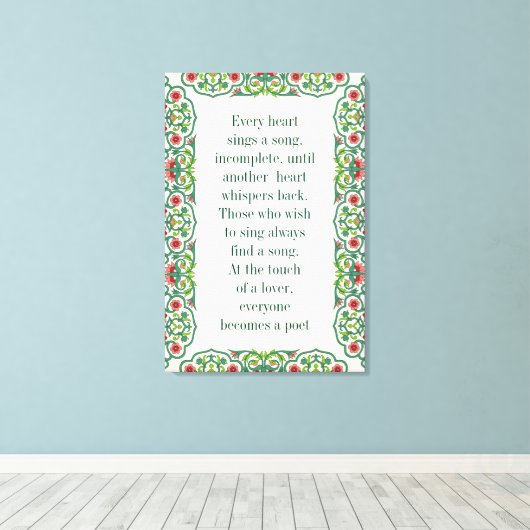 すべてのハートが曲の不完全な引用文フローラを歌う キャンバスプリント (インサイチュ (ウッドフロア))