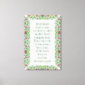 すべてのハートが曲の不完全な引用文フローラを歌う キャンバスプリント (正面)