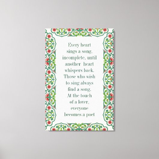 すべてのハートが曲の不完全な引用文フローラを歌う キャンバスプリント (正面)