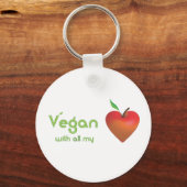 すべてのハートを持つビーガン(赤いリンゴハート) キーホルダー (正面)