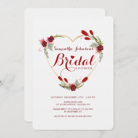 すべてのハートブライダルシャワーの招待 招待状 (正面/裏面)