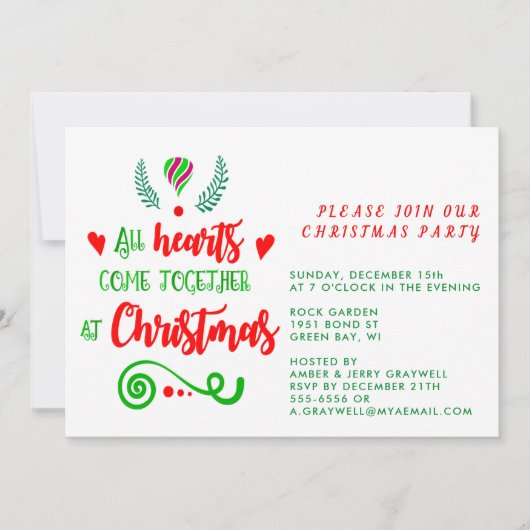 すべてのハート来が一緒にクリスマスの休暇で 招待状 (正面)