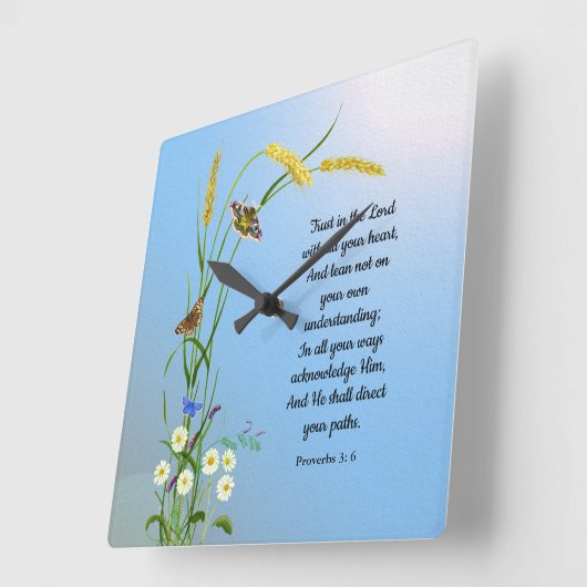 すべてのハート聖書の聖句で主を信頼しなさい スクエア壁時計 (傾斜)
