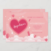 すべてのハート誕生日パーティーの招待 招待状 (正面/裏面)