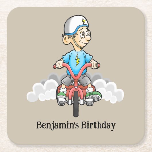 すべてのバイクもしくは自転車に乗る人 スクエアペーパーコースター (正面)