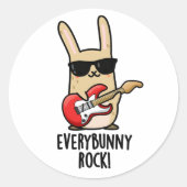 すべてのバニーおもしろいロック動物うさぎパン ラウンドシール (正面)
