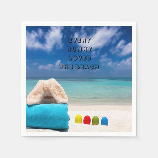 すべてのバニーは、ビーチの熱帯復活祭を愛している スタンダードカクテルナプキン (正面)