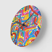 すべてのパスがそこに行く – 抽象芸術アートハンド色彩の鮮やか ラウンド壁時計 (傾斜)