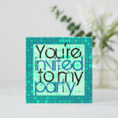 すべてのパーティの招待状の緑のモザイク 招待状 (スタンド正面)