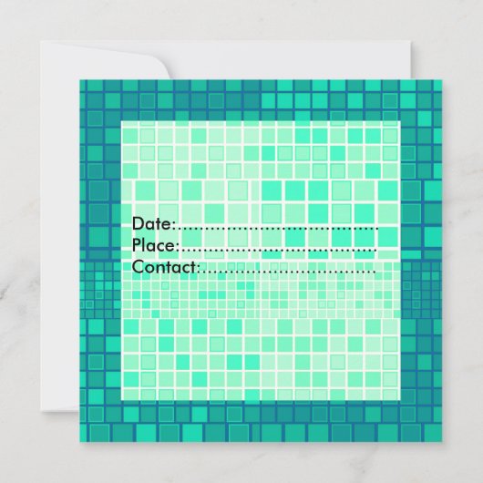 すべてのパーティの招待状の緑のモザイク 招待状 (裏面)