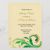 すべてのパーティーの招待状に、花柄の渦巻き模様 招待状 (正面/裏面)