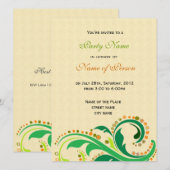 すべてのパーティーの招待状、 花咲く渦巻き模様 招待状 (正面/裏面)