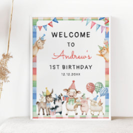 すべてのパーティーを呼び出すファーム動物1st誕生日へようこそ ポスター