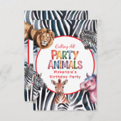 すべてのパーティーアニマルに捧ぐ！子供の誕生日パーティー サンキューカード (正面/裏面)