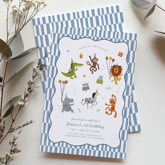 すべてのパーティーアニマルよ、ワイルドサファリバースデー 招待状