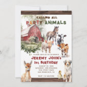 すべてのパーティーファーム動物の呼び出し誕生日 招待状 (正面)