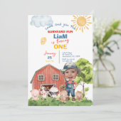 すべてのパーティーファーム動物を呼び出す1st誕生日の写真 招待状 (スタンド正面)