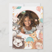 すべてのパーティー動物の呼び出しサーカスフォト誕生日 招待状 (裏面)