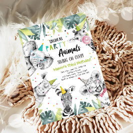 すべてのパーティー動物の呼び出しボーイサファリ誕生日Inv 招待状