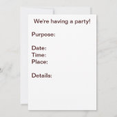 すべてのパーティー動物の呼び出し招待状 招待状 (裏面)