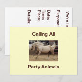すべてのパーティー動物の呼び出し招待状 招待状 (正面/裏面)