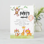 すべてのパーティー動物の呼び出し水色誕生日 招待状 (スタンド正面)