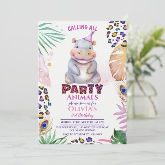 すべてのパーティー動物の呼び出し海馬誕生日の呼び出し 招待状 (スタンド正面)