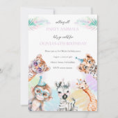 すべてのパーティー動物の呼び出し誕生日招待状 招待状 (正面)