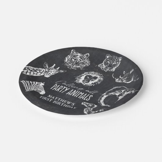 すべてのパーティー動物の呼び出し黒板誕生日 ペーパープレート (アングル)
