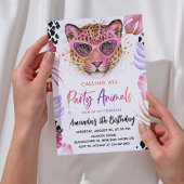 すべてのパーティー動物の呼び出し – Leopard誕生日 招待状