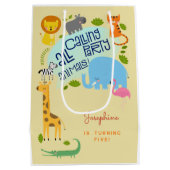 すべてのパーティー動物の子供の誕生日パーティーを呼び出す ミディアムペーパーバッグ (裏面)