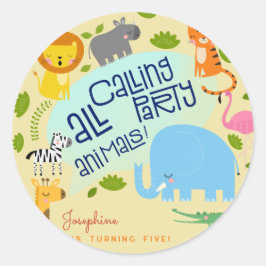 すべてのパーティー動物の子供の誕生日パーティーを呼び出す ラウンドシール