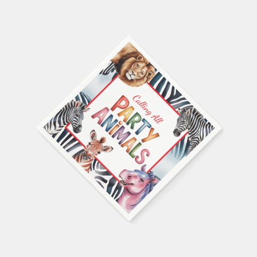 すべてのパーティー動物の子供の誕生日パーティーを呼ぶ スタンダードカクテルナプキン (角)