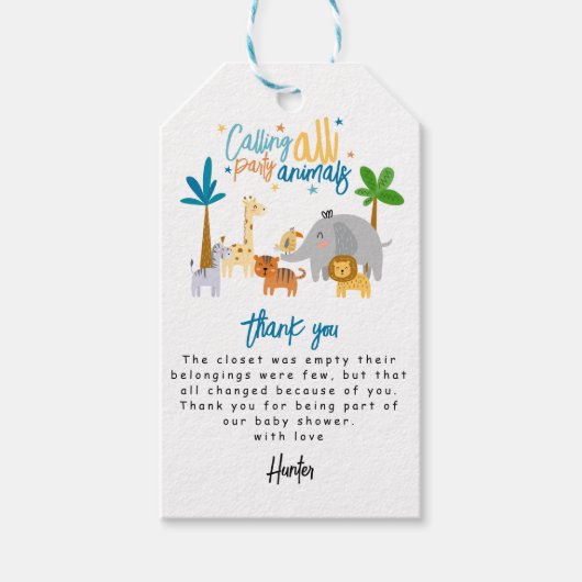 すべてのパーティー動物の誕生日パーティーに電話する ギフトタグ (正面)